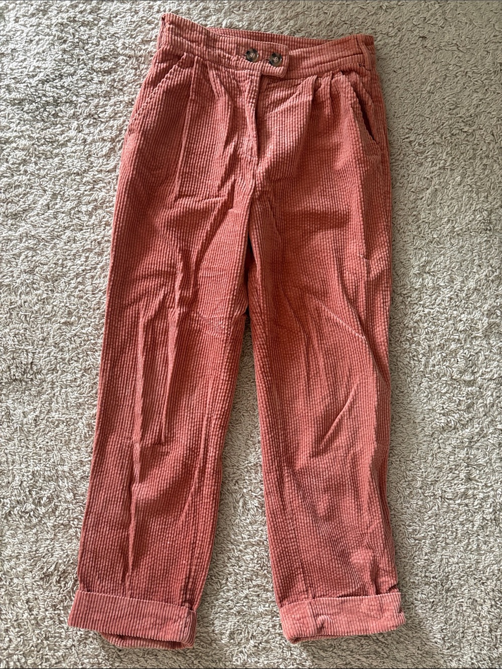Lulu's Rust Corduroy High-Rise Trousers